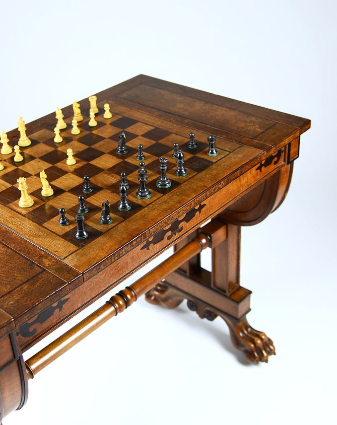 George Smith - An Exceptional Regency Period Games Table in Solid Veneered Lacewood Inlaid with Ebony to a Design | MasterArt